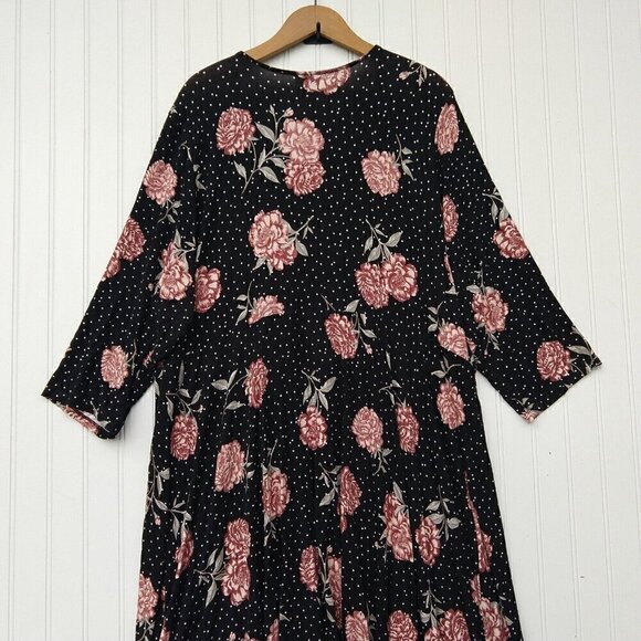 Torrid Mini Jersey Wrap Dress Plus Size 3X Black Polka Dot Floral Print Stretch - Picture 12 of 13